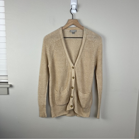 J. Crew Relaxed Cotton Linen Blend Cardigan Sweater - Picture 2 of 6